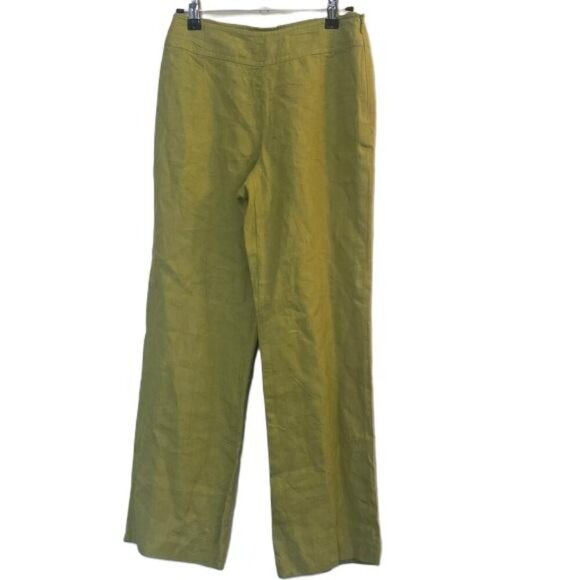 Talbots Petite Irish Linen Cropped Wide Leg Pants Olive Green Size 6 - Picture 1 of 8